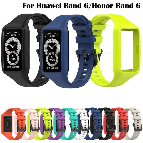 Rem för Huawei Honor Band 6 Smart Watch Sport Watchband Mjukt Silikon Armband Armband