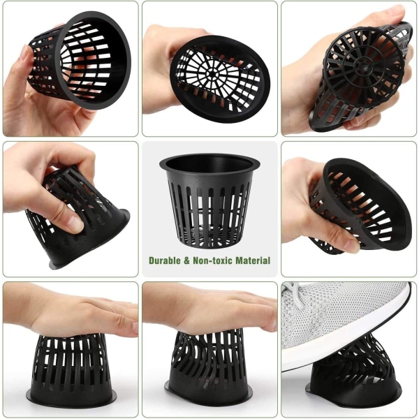 Zerodis 10 Pieces Hydroponic Grow Kit Mesh Istutuskori Net Planter Pot käytännöllinen orkideoille (musta)