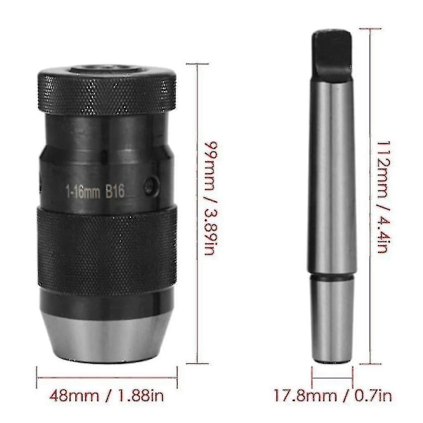 Borrfoder Snabbspännings Borrchuck 1-16mm B16 Med Koner Mk2 Auslappenblappe Skick: Ny