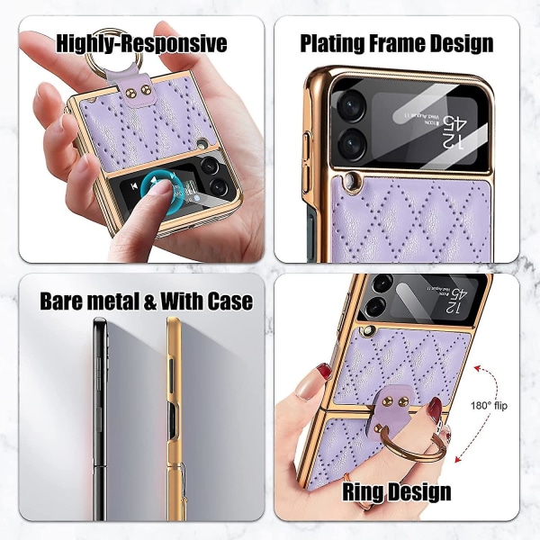 Romboidinen case , joka on yhteensopiva Samsung Galaxy Z Flip 3:n kanssa, jossa on rengas, galvanoitu runko, cover
