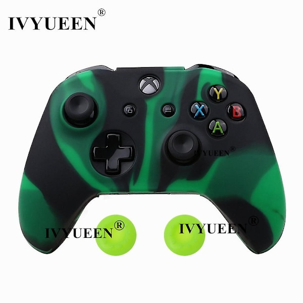 Til Microsoft Xbox One X S Slim Controller Silikone Skin Case + Analog Thumb Sticks Grip Cap Til X Box One 1 X S Gamepad Black Green