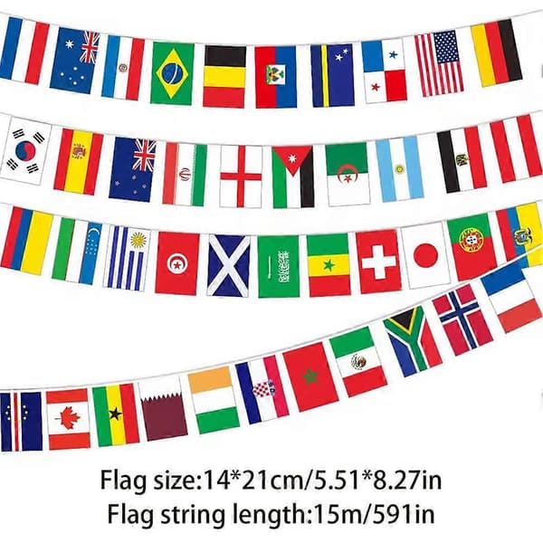 Alle 48 landenes flaggbanner 14,5m Solid håndmalt stuedekor 3pcs