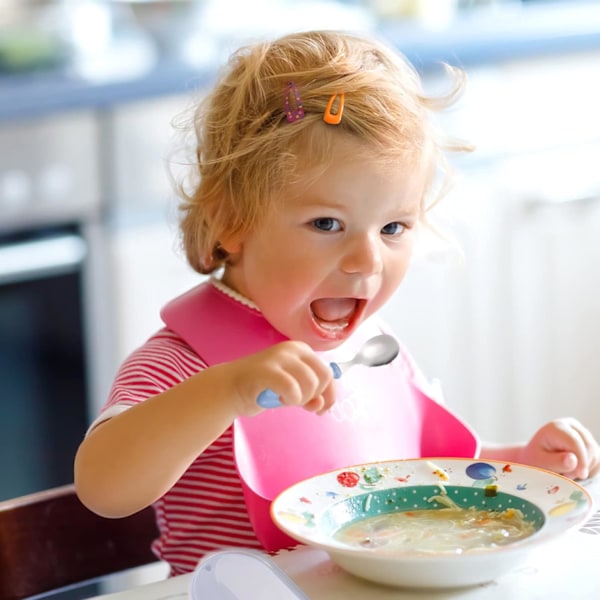 Børnebestik i rustfrit stål, 2 sæt babybestik, ske og gaffel til småbørn, til hjemmet og på farten