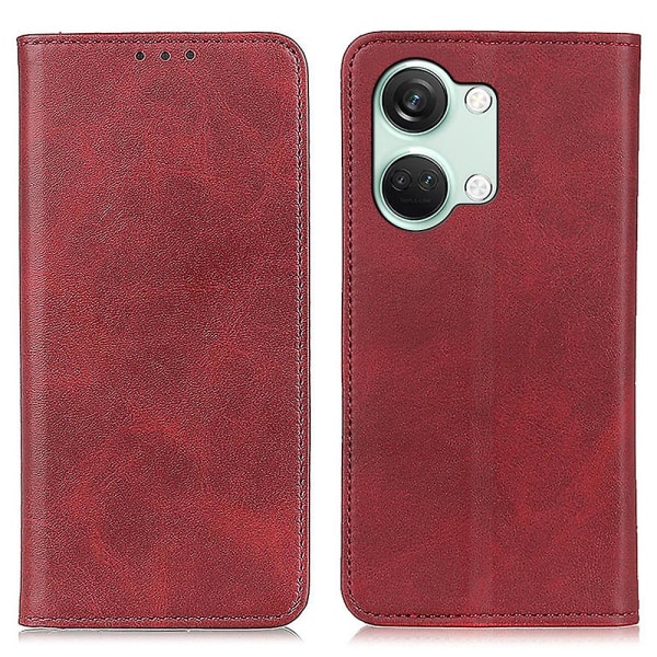 Oneplus Nord 3 5g/ace 2v case halkaistu nahkainen lompakkoteline Magneettinen cover Red