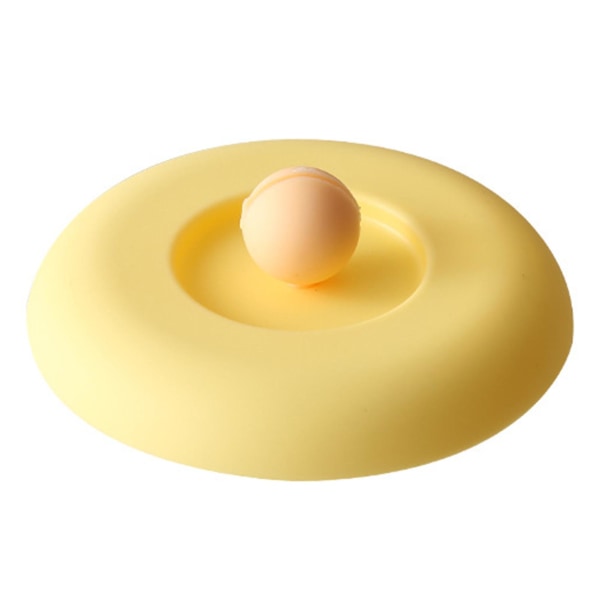 Silikonikupin kansi pallon muotoisella kahvalla lusikan pidike Ruokalaatuinen lämmönkestävä pölytiivis ilmatiivis universal pyöreä teekuppi lasimukin cover Yellow