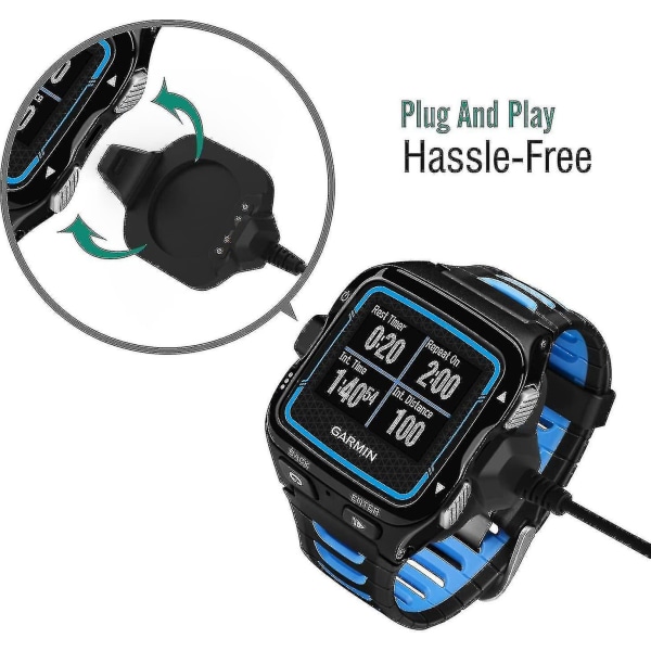 Laderdokk kompatibel med Garmin Forerunner 920xt, USB-datasynkroniserings- og ladedokkingstasjon med 1 m ladekabel