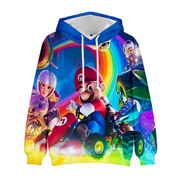 Super Mario Bros Film 3D Cartoon Tryck Casual Dragkedja Hoodies Långärmad Huvtröja Pullover Toppar Barn Födelsedagspresent D 9-10 Years