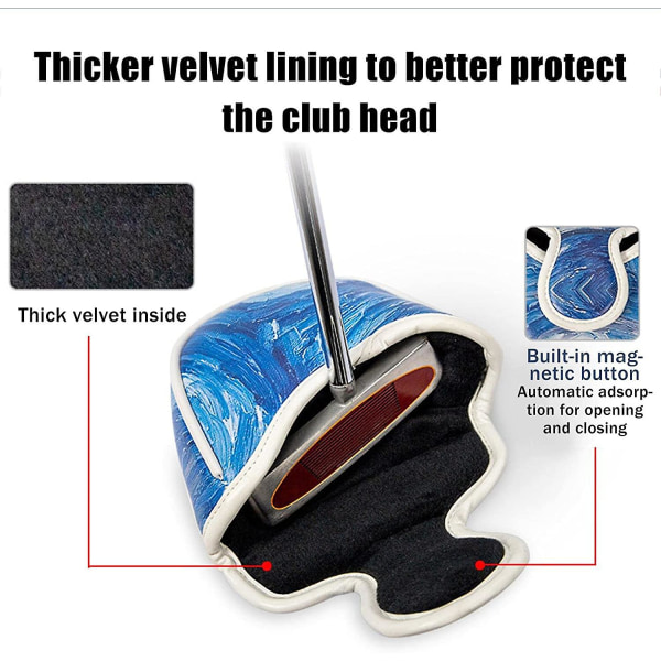 Golf Club Mallet Putter Cover - Lær Head Cover Golfkøller med magnetisk lukking, god beskyttelse for klubbhodet ditt
