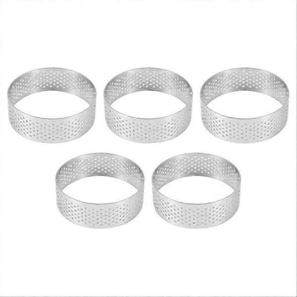 16-pack 6 cm cirkulära tårtringar dessert rostfritt stål perforering
