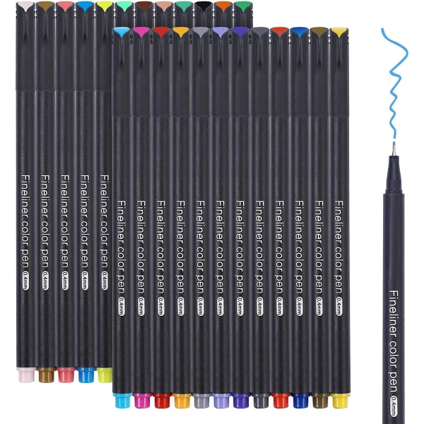 Filtpen, 24 Farve Pen Spids Skrivning Skitsering Kalligrafi Præcisionstegning Farvelægning