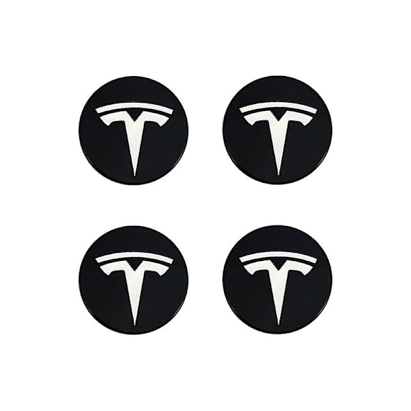 Egnet til Tesla Tesla Model 3 Hjulcenterdæksel Logo - Sort Sølv Logo (fire pakke)