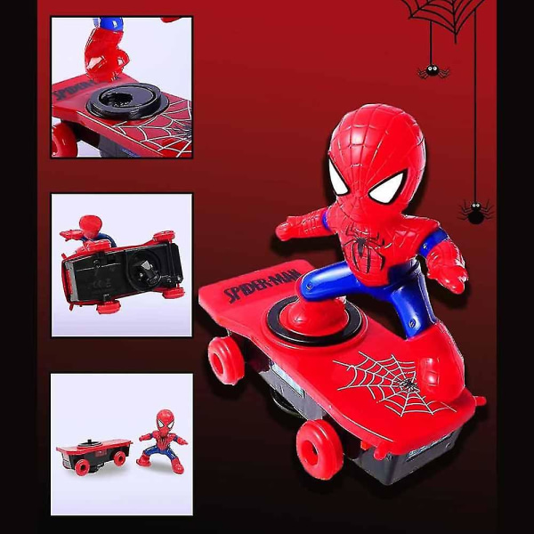 Elektrisk Spiderman Scooter Skateboard Barneleke Med Lys Musikk 360 Tumbler S35