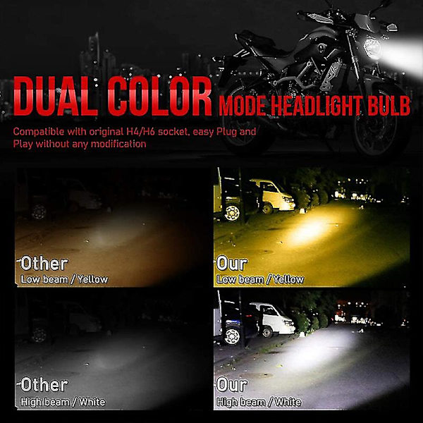 Ba20d H6 LED Motorsykkel Hovedlys | Ba20d LED Hovedlykt Motorsykkel - Ba20d H6 H4 LED H6 Double Claw White
