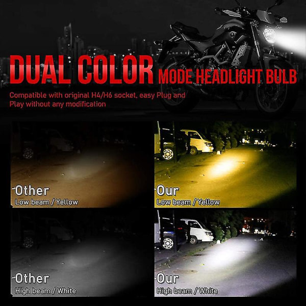 Ba20d H6 Led motorsykkellykt | Ba20d Led Hodelykt Motorsykkel - Ba20d H6 H4 Led H6 DoubleClaw Yellow