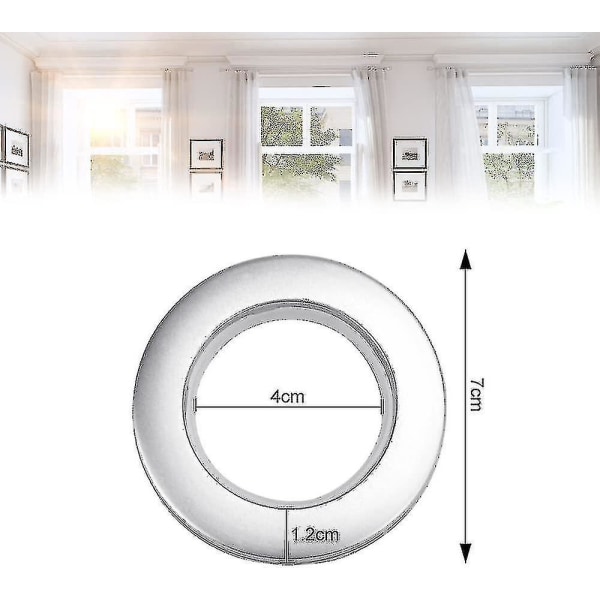 50 Pieces Plastic Curtain Rings Curtain Eyelet Rings 40mm Plastic Rings For Curtain Rod Silver Plastic Eyelets For Curtain Window Shower Dressin