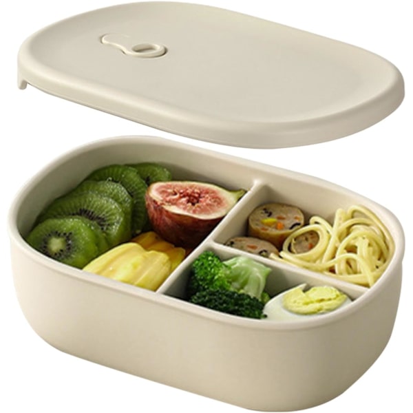 Resväska för lunch, uppdelad läckagesäker lunchlåda, 900 ml lätt mellanmålslåda, multifunktionell lunchorganisatör, matbehållare i rostfritt stål