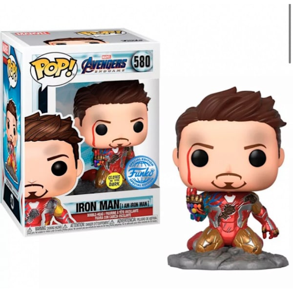 Iron Man 580 'Jeg er Iron Man' GITD eksklusiv Endgame Avengers Avengers Tony Stark Pop Vinyl figur Marvel