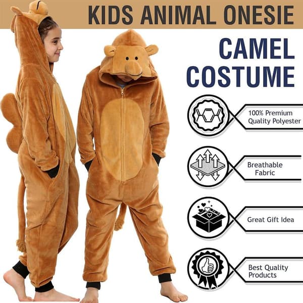 Fleece A2Z Onesie for barn, heldress, kamelkostyme, julegave, gutter, jenter Camel 7-8 Years