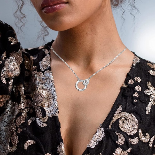 Dame halskæde med 5a zirkonium ring vedhæng 18k guld kæde dame sølv rose