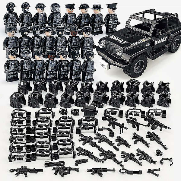 Sotilassarjan koottu konna, 36 minihahmoa ja jeeppi 22 Swat with Jeep 1 Pair