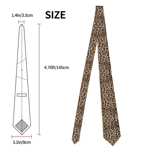 Morsomt leopard-dyretrykk herreslips Mote halsslips magert slips Gaver til bryllup, brudgom, forretningsfest