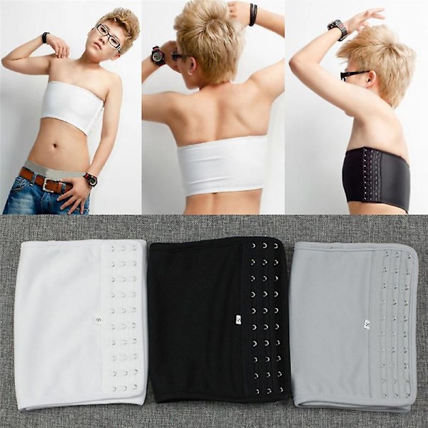 Kvinders Åndbar Stropløs Brystbinder Trans Cosplay Ny Gray XL