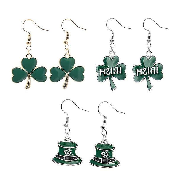 3 par St. Patrick's Day øreringe til kvinder med oliedråbevedhæng