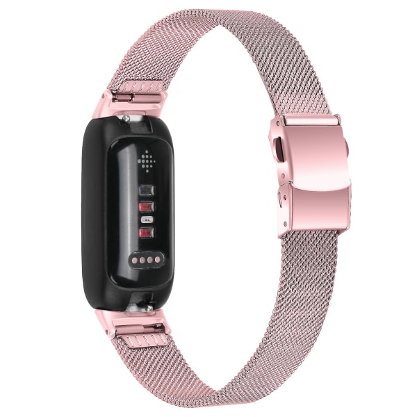 Fitbit Inspire 3 ruostumattomasta teräksestä Milanese Vaihtohihna Säädettävä watch ranneke soljella - Kulta Rose Pink