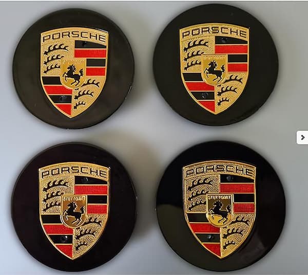 Porsche hjulnavslock emblem - 76mm - svart
