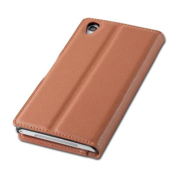 Sony Xperia Z1 Handy Hülle Cover Case Etui - med kartfeste og stativfunksjon CHOCOLATE BROWN Xperia Z1