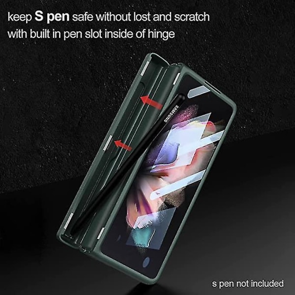 Magnetiskt gångjärnsförsett allt-i-ett case med magnetstativ och S Pen-fack kompatibel med Samsung Galaxy Fold 3