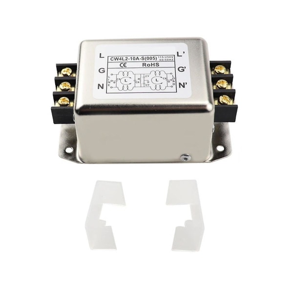 Universell nätfilter CW4L2-10A-S, Power EMI-filter enkel/dubbelpolig enkel, brusfilter Power EMI-filter Silver