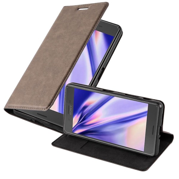 Sony Xperia X PERFORMANCE Handy Hülle Cover Case Etui - med Standfunktion och Kartenfach COFFEE BROWN Xperia X PERFORMANCE