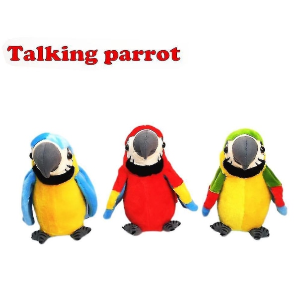 Talking papegøye gjentar hva du sier Plysj dyreleke elektronisk papegøye for barn gave blue