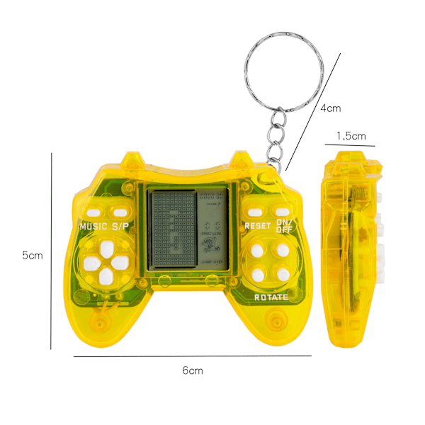 Mini håndholdt elektronisk Tetris spilmaskine legetøj klassisk nostalgisk spilmaskine nøglering vedhæng