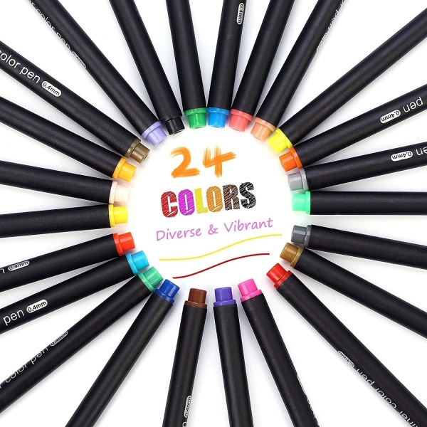 Filtpenna, 24 färger Penna Spets Skriva Skissning Kalligrafi Precisionsteckning Färgläggning