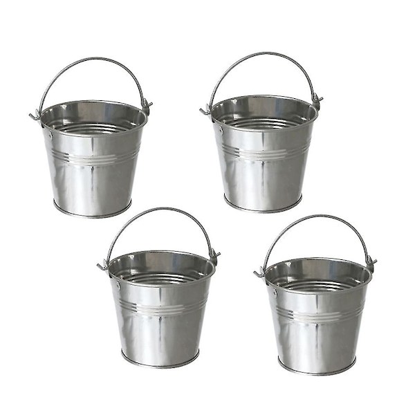 12 stk. Mini Tinplate Metal Spand Icing Pommes Frites Tin Spande - 10,5x7,2x10,5cm (sølv)