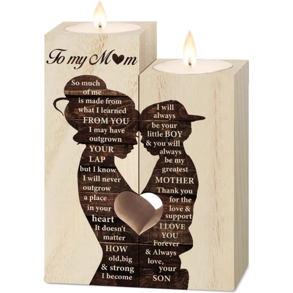 Syntymäpäivälahjat äidille kynttilänjalka, äidin lahjat pojalta, lahjat äidille sydämen muotoinen