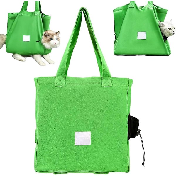 Kattemulepose, Cat Tote Bag Carrier, Cat Walking Bag, Cat Tote Bag Carrier Walker Benhuller, frilagt og åndbar kæledyrsrygsæk Green