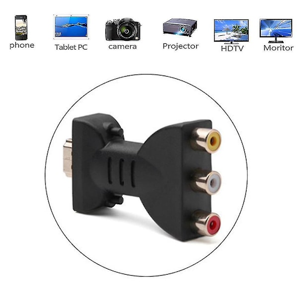 HDMI-kompatibel Port til RCA 3-vejs Splitter Adapter til Audio Video Kabel Wyelv