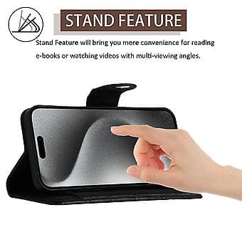 Til iPhone 13 Pro Rombemønstret Flip Læder Telefoncover med Snor Black