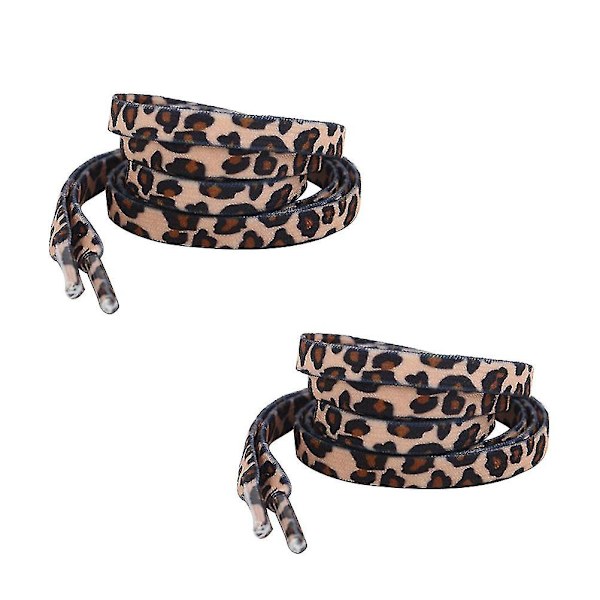 2 Par Klassiska Platta Skosnören Kreativa Skosnören Coola Skosnören (Leopard)