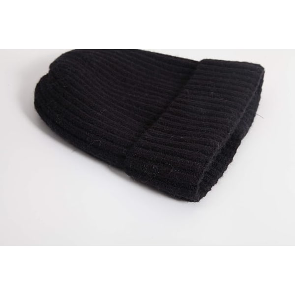 Dammössa Unisex Vinter Cuffed Plain Hat Mjuk Varm Stickad Mössor Mössa Black