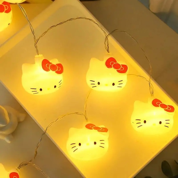 LED-ljusslinga för sovsal, kanelhund, panda, katt, färgglada blinkande lampor, sovrumsatmosfär A