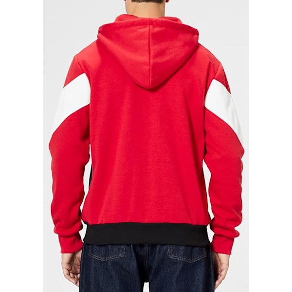 Herre Langærmet Hoodie Jakke Hættetrøje Lynlås Efterår Frakke med Lommer Black Red XXL