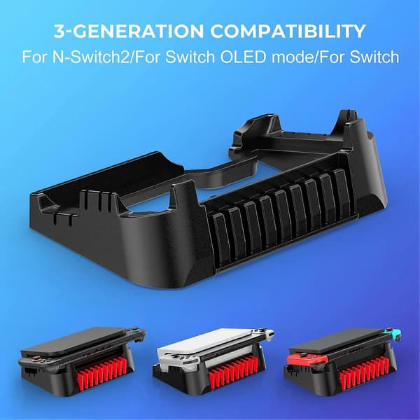 Horisontal stander til Switch/OLED - 10 spilkortpladser, pladsbesparende Black