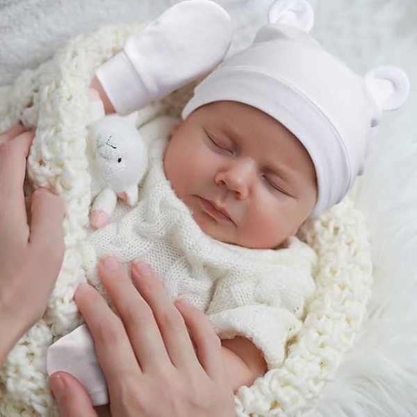 Nyfödd baby mössa och vantar, baby flicka mössa vår sommar höst vinter hattar för 0-6 månader spädbarn bomull