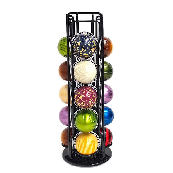 Kaffeputeholder for Vertuo Line Coffee Capsule Pods Holder Display Stand 20 kopper Oppbevaring Organizer Hyller Rack,B Black