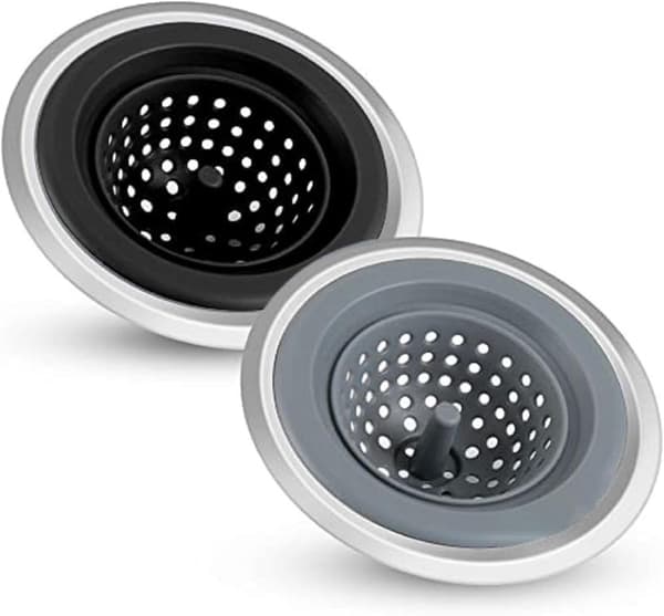 2 st Diskho sil för diskhoavlopp, Uppgraderad diskho sil och propp med plast-gummibotten 11,7 cm