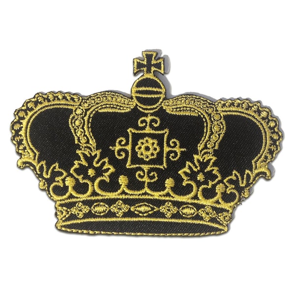 Aufnäher / Bügelbild - Goldene Prinzessin Königin Krone - schwarz/guld – 8, x7,3